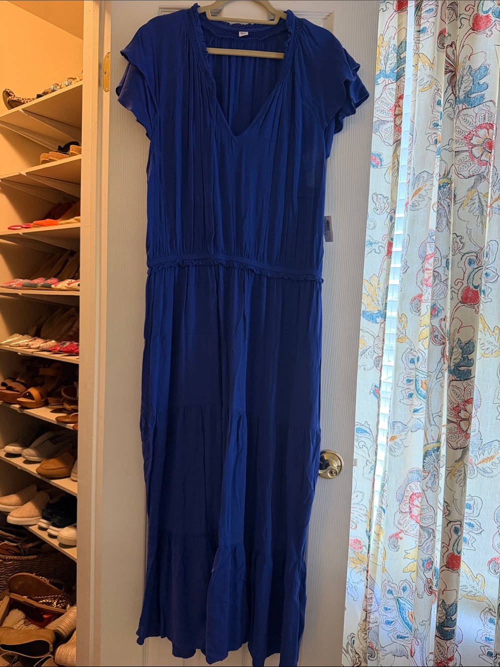 Old Navy Royal Blue Tiered V-Neck Maxi Dress